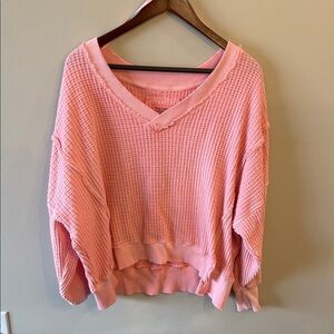 American Eagle Outfitters Pink V-Neck Sweater